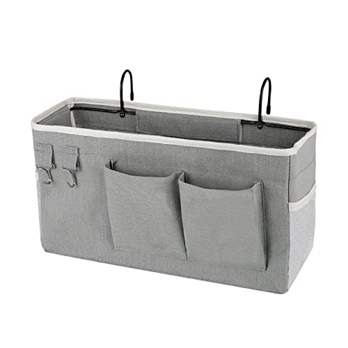 Ozzptuu Bedside Storage Caddy/Bedside Hanging Storage Bag for Headboards Bunk Beds Dorm Rooms Book Phone Magazine Holder (Grey)