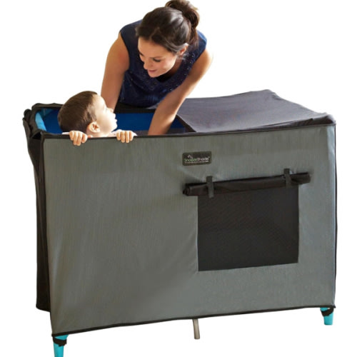 SnoozeShade Pack n Play & Travel Crib Blackout Cover | Blackout Crib Cover & Pack and Play Black Out Cover | Mom-Invented Safety Tested with Optimal Airflow