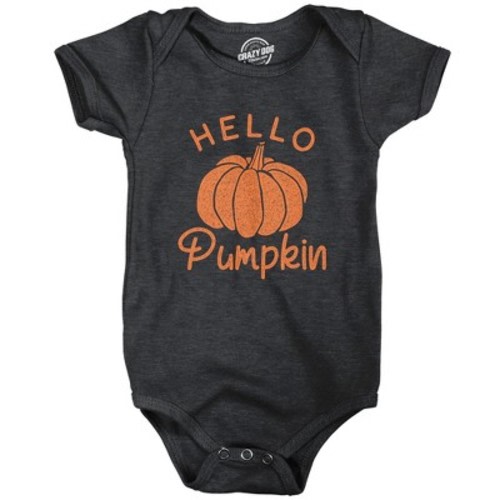 Hello Pumpkin Baby Bodysuit Funny Newborn Halloween Fall Autumn Lover Jumper - Crazy Dog Baby Bodysuit For Halloween Season Black 12 Months