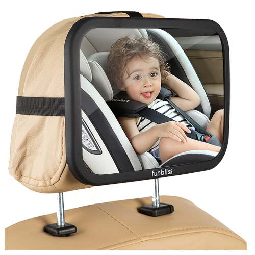 Baby Car Mirror Most Stable Backseat Mirror with Premium Matte Finish,Ultra High Definition PMMA Material, Secure and Shatterproof,Black