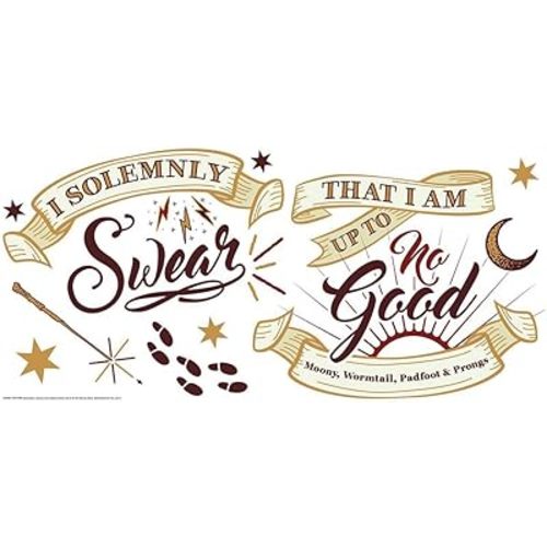 RoomMates RMK3607GM Harry Potter Marauder's Map Quote Peel and Stick Giant Wall Decals, Brown