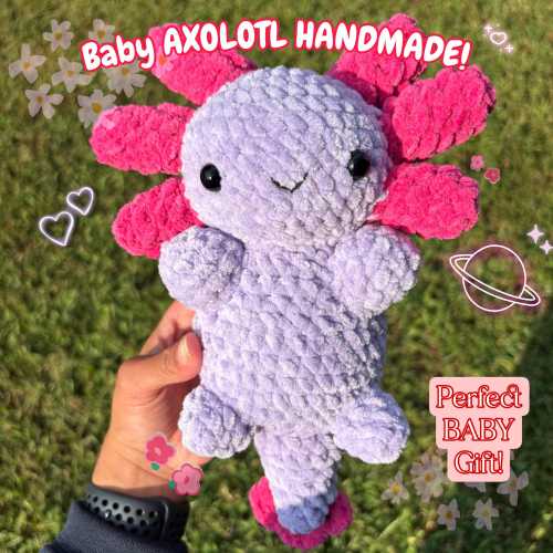 Handmade crochet AXOLOTL - baby shower gift, amigurumi plushie, birthday, anniversary, decoration, stuffed animal, kids toy CUSTOMIZABLE
