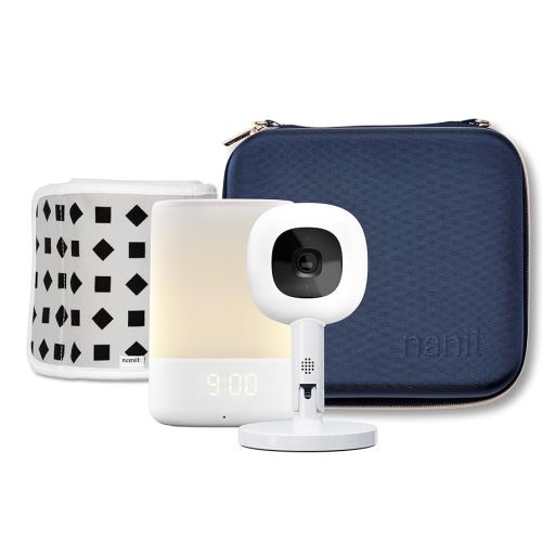Nanit Travel Light Bundle Pro Camera with Portable Flex Stand, Sound + Light Audio Monitor & Baby Night Light, and Travel Case - Blue Oxford Edition