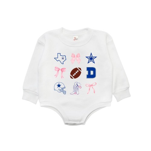 Girl Baby Long Sleeved Dallas Cowboys Bubble Onesie