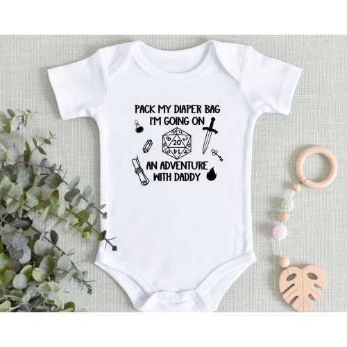 Pack My Diaper Bag I'm Going on an Adventure With Daddy | Dungeons & Dragons | DND Baby Gifts | Gamer Baby Announcement