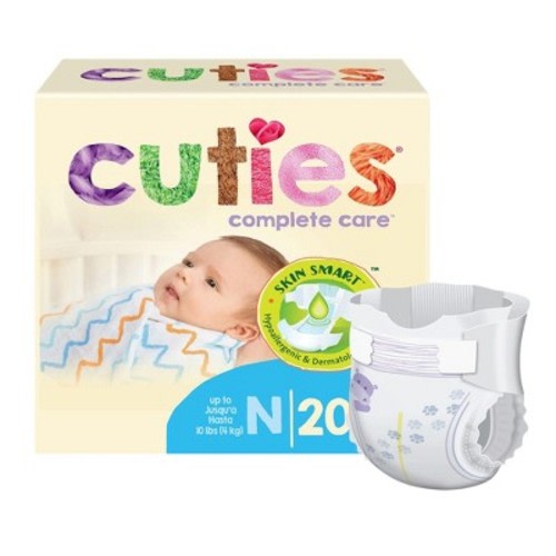 Cuties Complete Care Baby Diaper Newborn, Up to 10 lbs. CDB000, 25 Ct