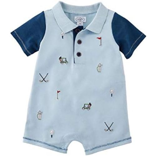 Mud Pie baby-boys Golf Pique Schiffly Romper