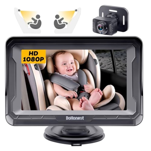 DoHonest Baby Car Camera HD 1080P - Rear-Facing Car Baby Monitor with Night Vision, Adjustable View Angle, Easy Setup, Anti-Glare Display, Safety for Kids & Infants