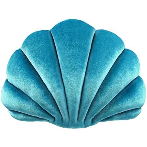 Yi-gog Seashell Pillow Sea Shaped Decorative Princess Throw Pillow 3D Velvet Soft Ocean Cute Throw Pillows for Bed Couch Chair Sofa Room 18 X 13 inch