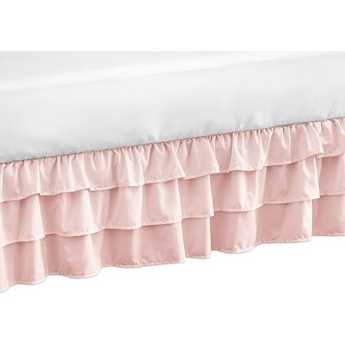 Solid Color Blush Pink Shabby Chic Girl Ruffled Crib Bed Skirt Dust Ruffle for Harper Collection by Sweet Jojo Designs