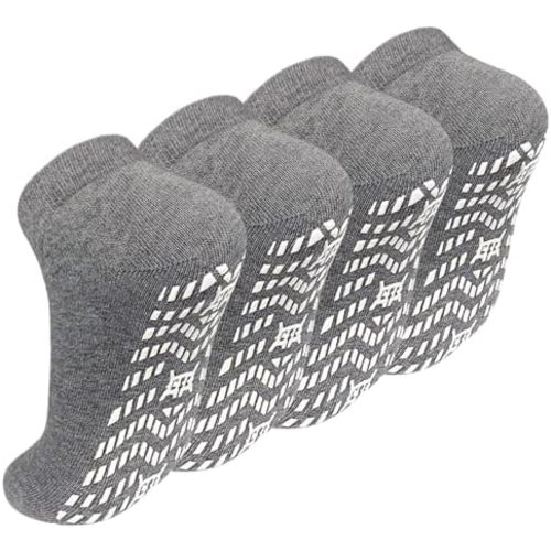 Artfasion Non Slip Socks with Grip: Men's Grippy Non Skid Ankle Socks for Hospital Elderly Women Pilates Fitness 4 Pairs