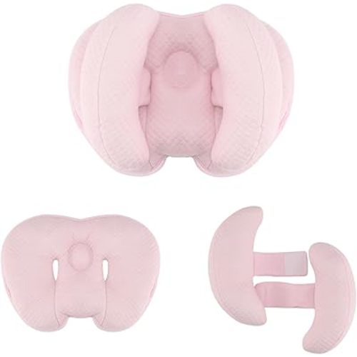 2 in 1 Baby Support Pillow, Banana Shape Baby Neck Head Travel Pillow Stroller Insert Cushion for Kids, Toddler, Pink