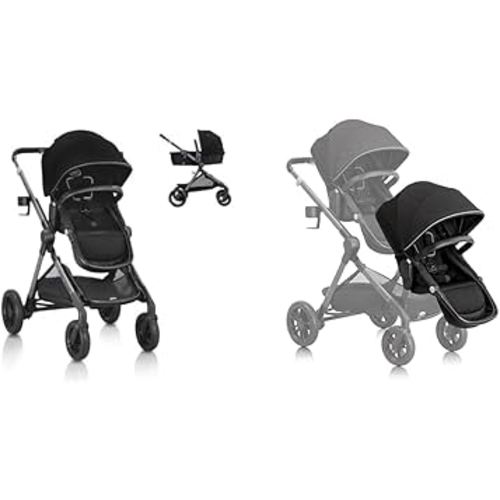 Evenflo Pivot Xpand Modular Stroller (Ayrshire Black) & Pivot Xpand Second Seat (Ayrshire Black)