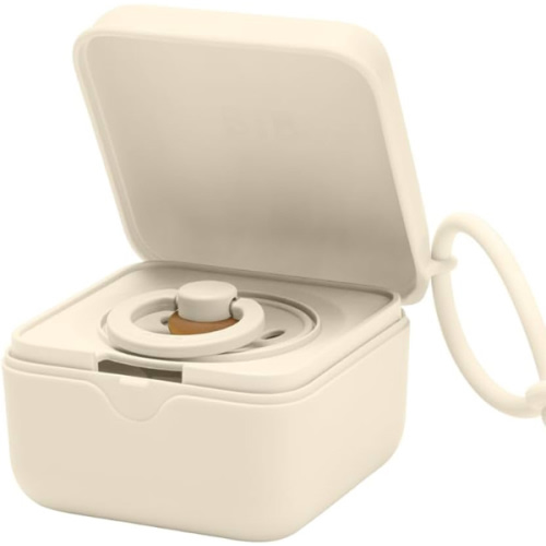 BIBS Pacifier Box with Loop for Storing & Carrying Soothers | 100% BPA Free Material | Designed & Made in Denmark | Ivory