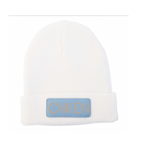 Personalized Leather Patch Beanie | All Colors
