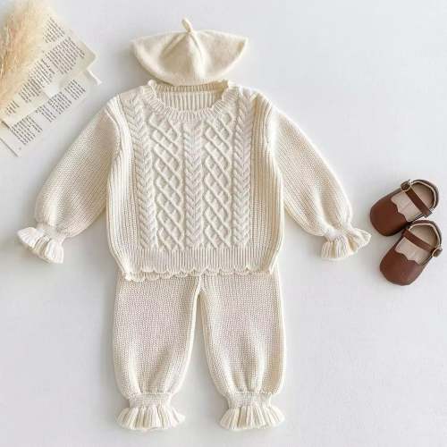 2pcs Ruffle Sweater Pants Set