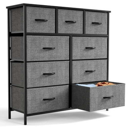 Yangming Fabric Dresser for Bedroom 9 Drawer, Grey