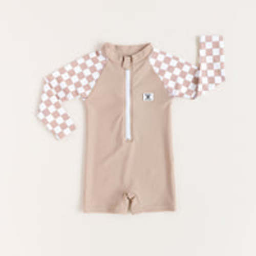 UPF 50 RASHGUARD - Tan Checkers | Rad Toddler