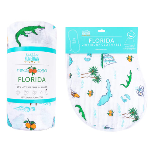 Gift Set: Florida Baby Muslin Swaddle & Burp Cloth – Little Hometown