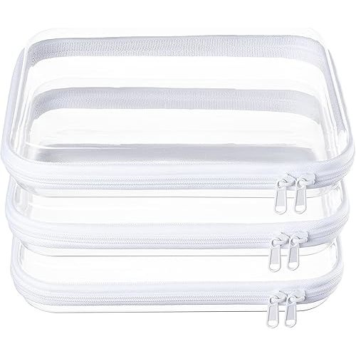 WELPIRT 3-Pack Medium Clear Hard Shell Zipper Pouches, Clear Zipper Bags, Hard Case Pouches for Purse & Diaper Bag Organizer,and Travel Essentials(3M)