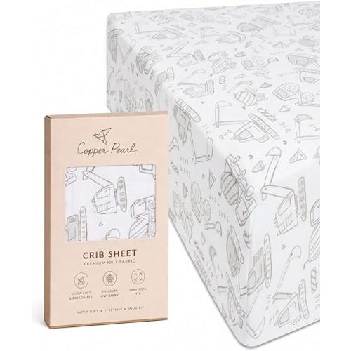 Premium Fitted Knit Crib Sheet/Toddler Sheet Gage by Copper Pearl