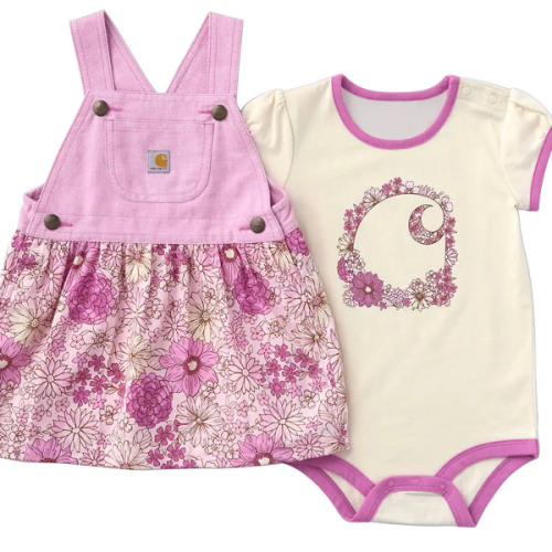 Girls' 2-Piece Short Sleeve Bodysuit & Printed Jumper Set (Baby/) | Spring Layering | Carhartt