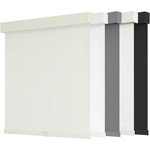 AOSKY 100% Blackout Roller Shades Cordless Blinds for Windows, Free-Stop Shades with Valance, Thermal Insulated Fabric, UV Protection, Natural Woven Blinds for Home and Office (21" W x 72" H, Ivory)