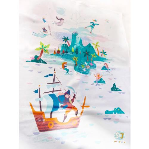 Organic cotton knit Neverland  baby blanket, handmade, unisex baby gift, Neverland nursery, Peter Pan, Captain Hook, mermaid lagoon
