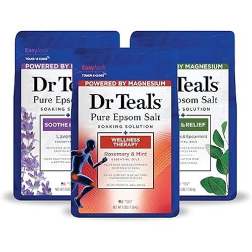 Dr Teal's Pure Epsom Salt, Lavender, Eucalyptus & Wellness Trio Bundle, 3 lbs (Pack of 3)