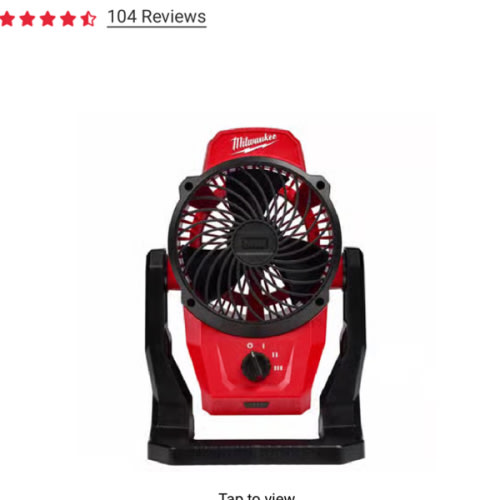 Milwaukee M12 13 in. H X 6 in. D 3 speed Cordless Jobsite Fan