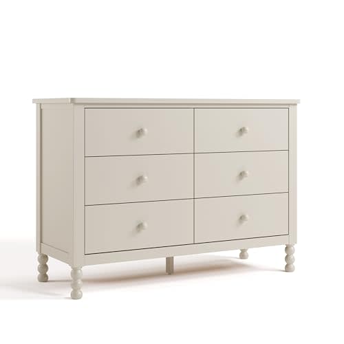 Storkcraft Rio 6 Drawer Dresser (Frosted Oat) – GREENGUARD Gold Certified, Wood Dresser for Bedroom, Kids & Nursery Storage Chest, Safety Interlocking Drawers, Pre-Installed Tracks, Kids Chest