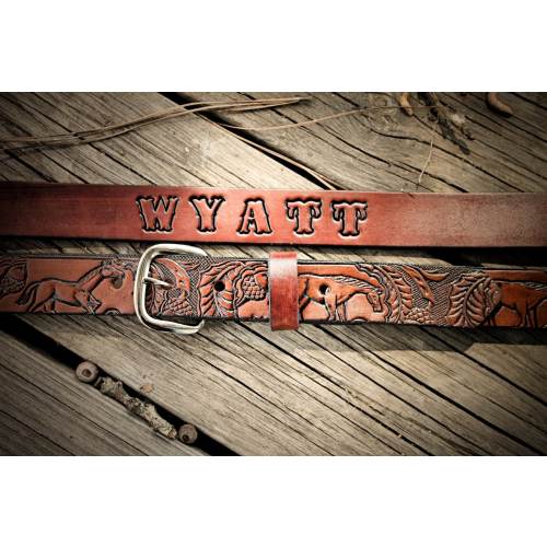 Little Cowboy Belt with Tooled Horses and Child's Name Included!