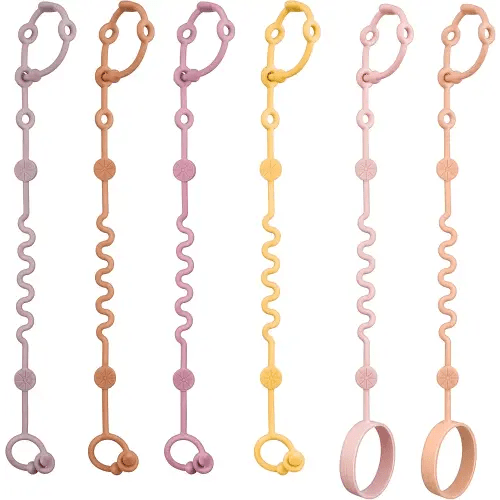 Correas de juguete para bebé, 6 piezas ajustables para accesorios de cochecito, clip de silicona para chupete, correa esencial de viaje para bebé, correa esencial de viaje para silla alta,