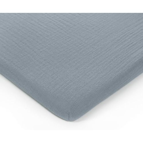 Comfy Cubs 100% Muslin Cotton Fitted Crib Sheet - Soft, Standard & Breathable Crib Sheets for Toddler Mattress - Snug Fit, Secure Elastic with Beautiful Packaging for Boys & Girls - Pacific Blue