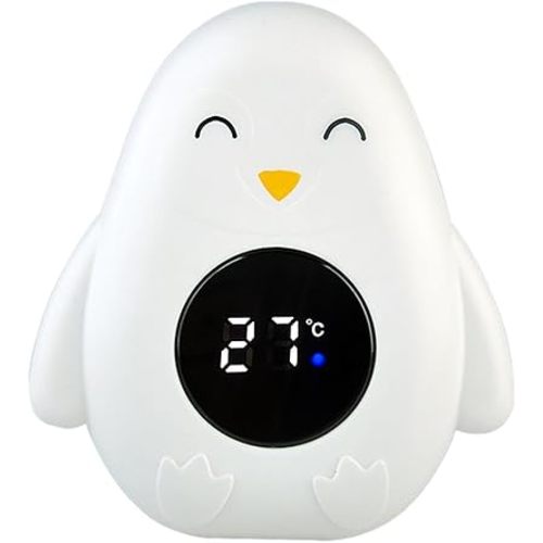 Thermomètre de bain pour bébé - Testeur de température de bain | Thermomètre d'eau en forme de pingouin | Thermomètre de bain numérique | Testeur de température à affichage LED précis pour les enfants