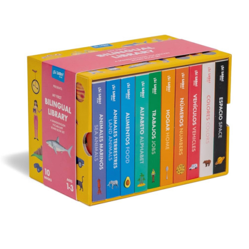 My First Bilingual Library: A Spanish-English Vocabulary Board Book Set of Colors, Numbers, Animals, ABCs, and More (Si Sabo Bilingual Books for Kids)
