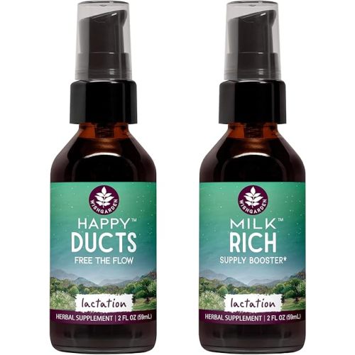 WishGarden Herbs Breastfeeding Essentials Herbal Lactation Supplement Bundle with Milk Rich Supports Healthy Milk Supply & Production + Happy Ducts for Clogged Breast Ducts & Engorgement (2oz Bundle)