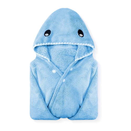 ROMASA Baby Bath Towel Ultra Soft Hooded Towel Highly Absorbent Bathrobe Blanket Toddlers Shower Gifts for Boys Girls-28" x 55" (Bule-Shark）