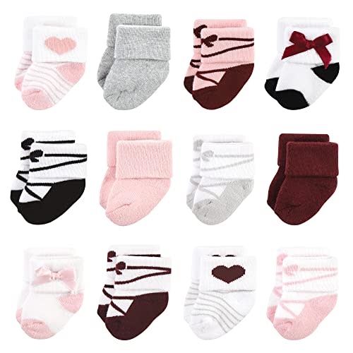 Hudson Baby Baby Girls' Cotton Rich Newborn and Terry Socks