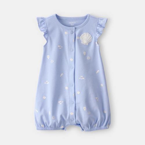 Carter's Baby Girls Short Sleeve Romper, Color: Blue - JCPenney