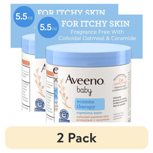 (2 pack) Aveeno Baby Eczema Therapy Nighttime Body Balm, Colloidal Oatmeal, 5.5 oz