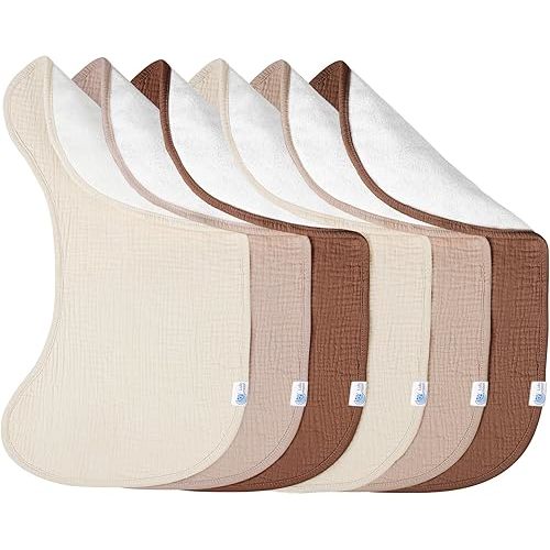 lulumoon Muslin Burp Cloths for Babies: 100% Soft Cotton Large Burping Cloths - Neutral Baby Burp Rags for Boy and Girl - Absorbent Burp Cloth for Spit-Ups 6 Pack