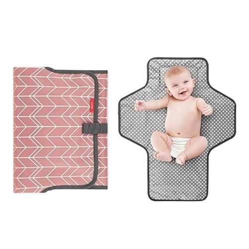 Portable Changing Pad for Baby, Waterproof Travel Changing Pads for Moms, Dads, with Built-in Pillow, Excellent Baby Shower, Registry Gifts