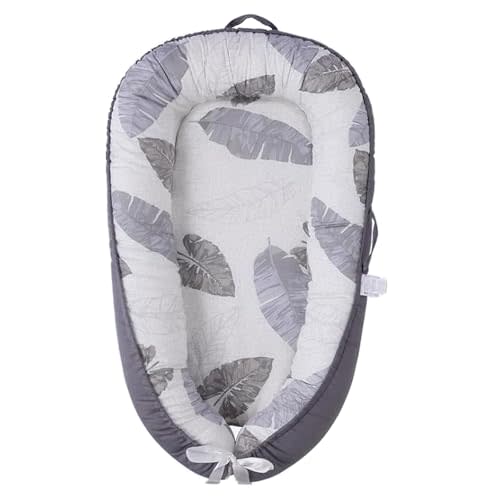Baby Lounger, Suitable for Infants Over 12+ Months.Portable Infant Lounger, Soft Baby Lounger, 100% Cotton Breathable, Baby Floor Seat for Home & Travel - Grey Leaves