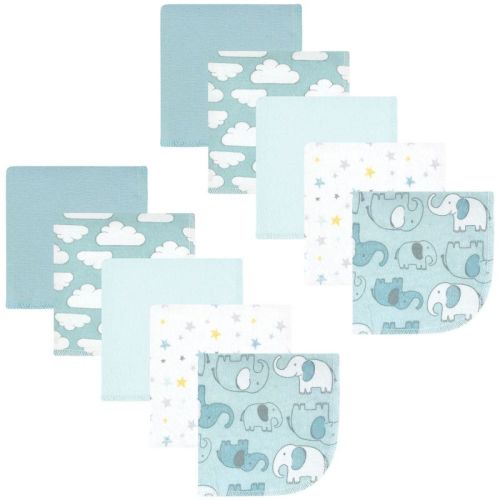 Hudson Baby Infant Boy Flannel Washcloths, Boy New Elephant 10Pk, One Size
