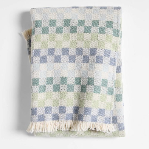 Multi Checker Cool Jacquard Woven Organic Cotton Baby Stroller Blanket