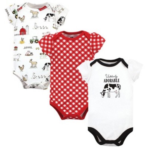 Hudson Baby Infant Girls Cotton Bodysuits, Udderly Adorable, 9-12 Months