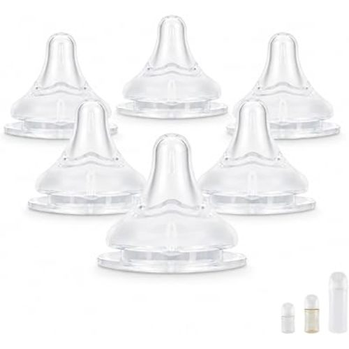 Silicone Nipples for Pigeon Bottles, S Flow 1M+, 6 Count