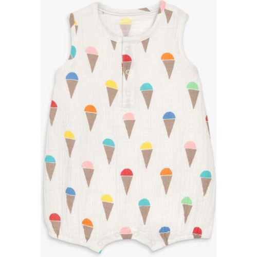 Baby Cotton Gauze Bubble Shortie In Seasonal Prints, 6-12M