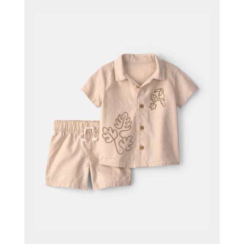 Baby Boy 2-Piece Toucan Embroidered Top & Short Set - Khaki | Carter's